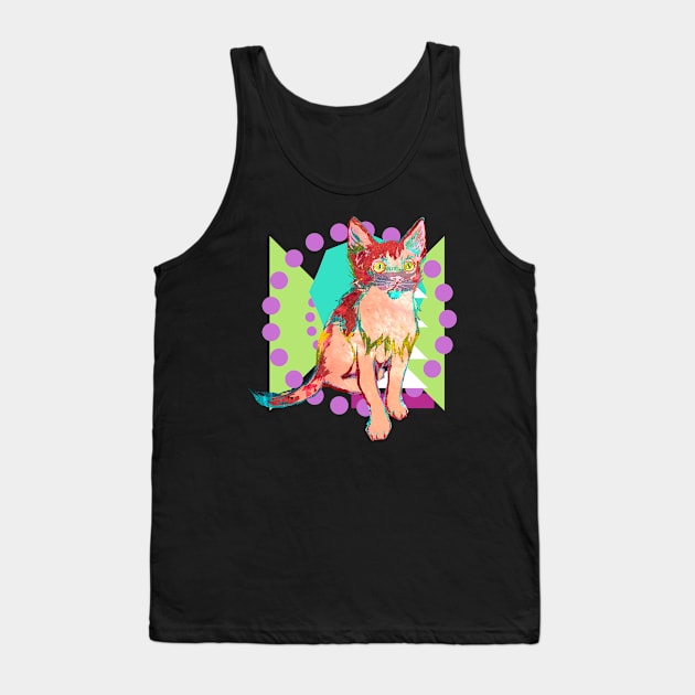 Geometric Colorful Collage Kitten Tank Top by Gina's Pet Store